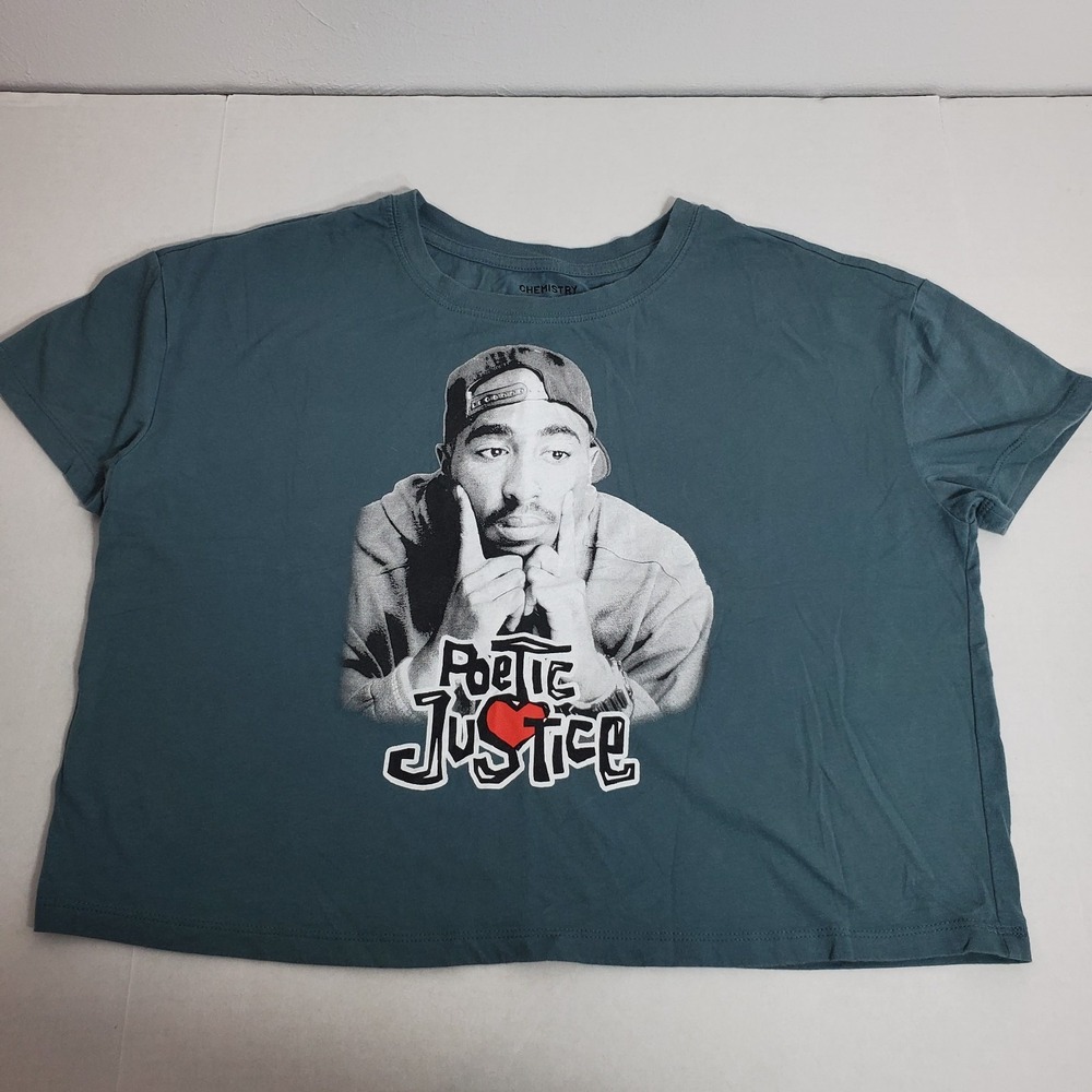 Chemistry Poetic Justice Tupac Graphic‎ T-Shirt Women's Size M,Blue Slate 2020